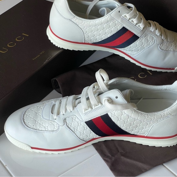 Gucci Leather Web Sneaker 'White' , 233334  Size 11 - Picture 9 of 12